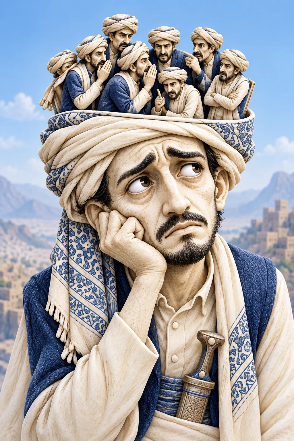 رجل يمني يحمل أصوات الناس داخل رأسه